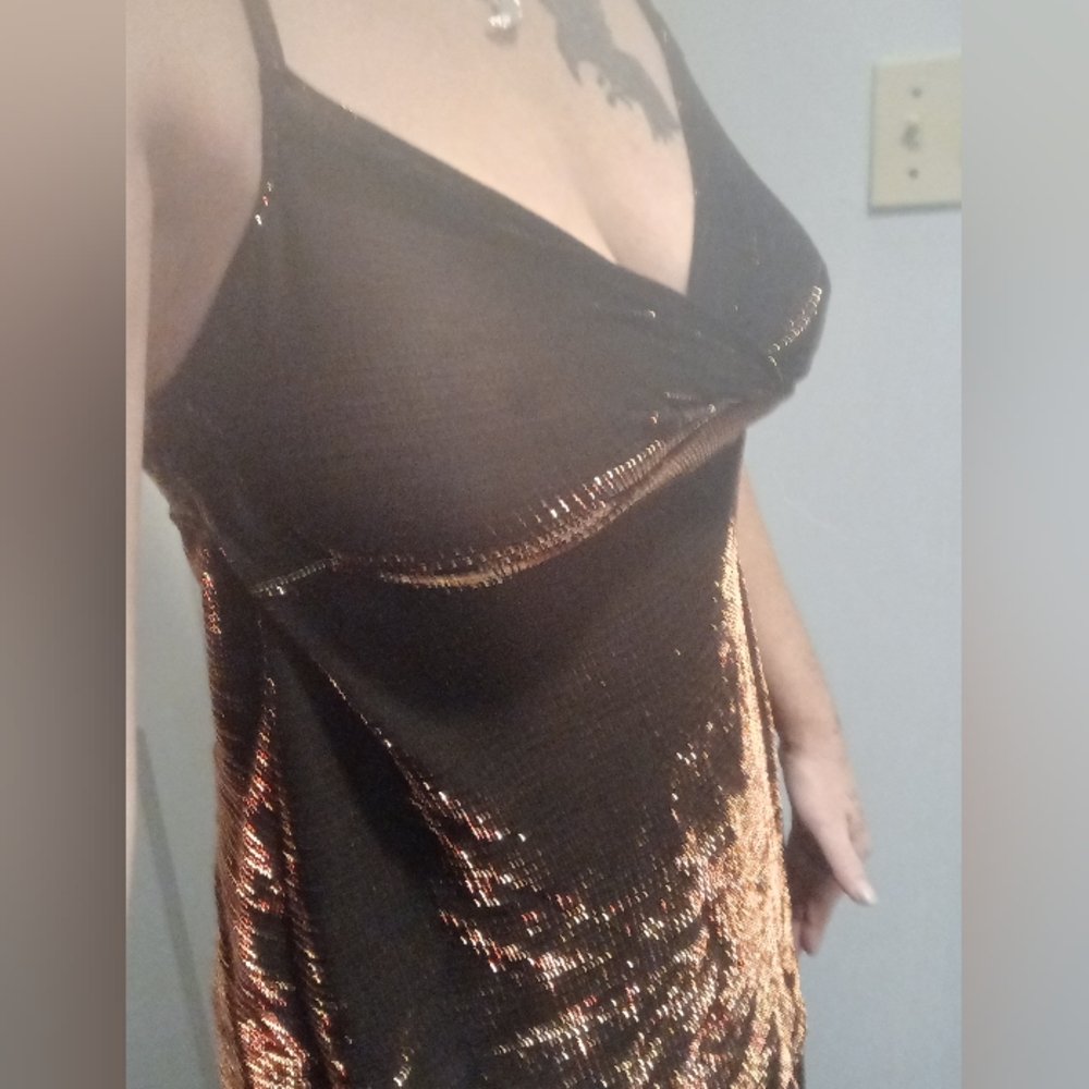 Gilligan&O'Malley Vintage Metallic Iridescent Slip Dress